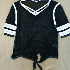 Dark gray and white top